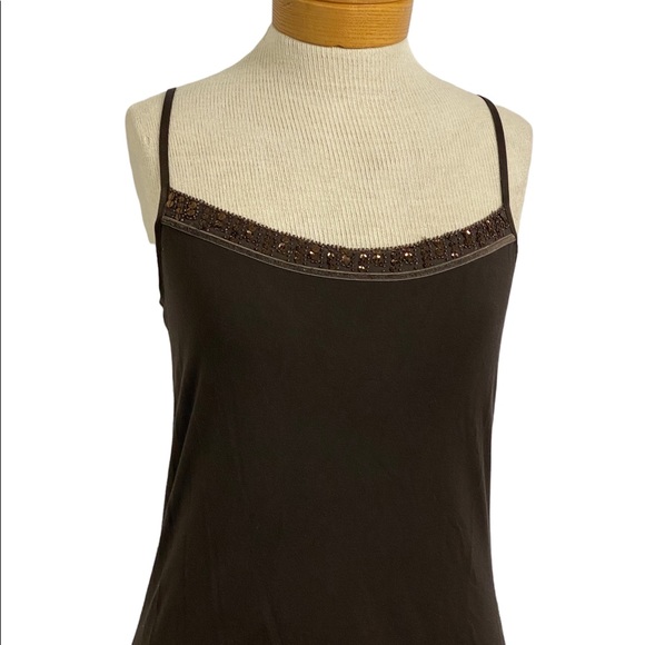 Ann Taylor M V-neck Beaded Brown Sweater and Tank - Picture 7 of 11
